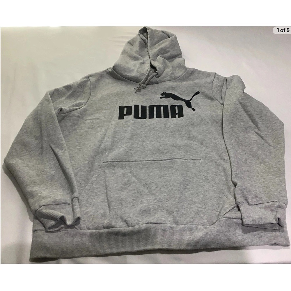 Puma Hoodie Womens XL‎ Gray Pullover Activewear Loungewear Kangaroo Pocket